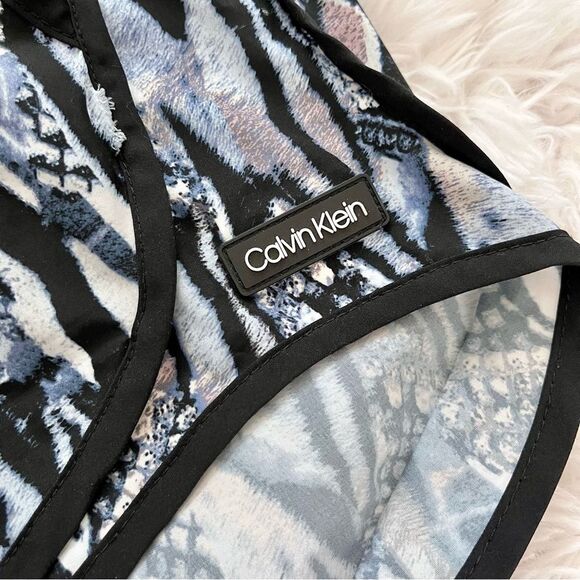 Calvin Klein running shorts athletic black blue snake print drawstring medium - Picture 3 of 6